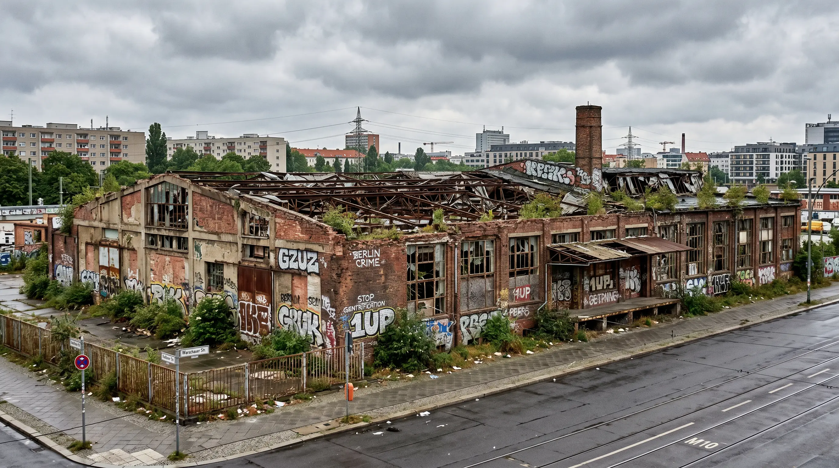 Alte Industriehalle vor Rückbau — baufällig, Vandalismus